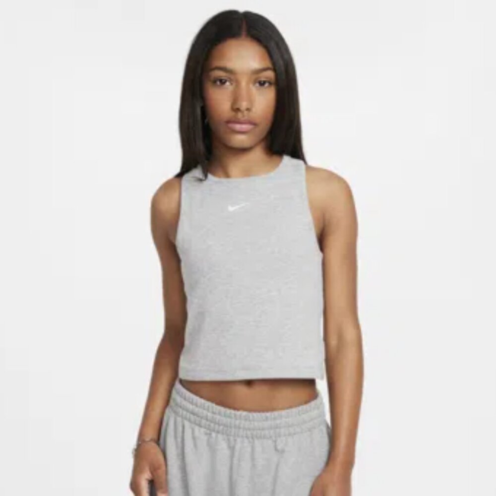 Nike Sportswear Girls Ribbed Tank Top Dark Grey XL Heather Grey